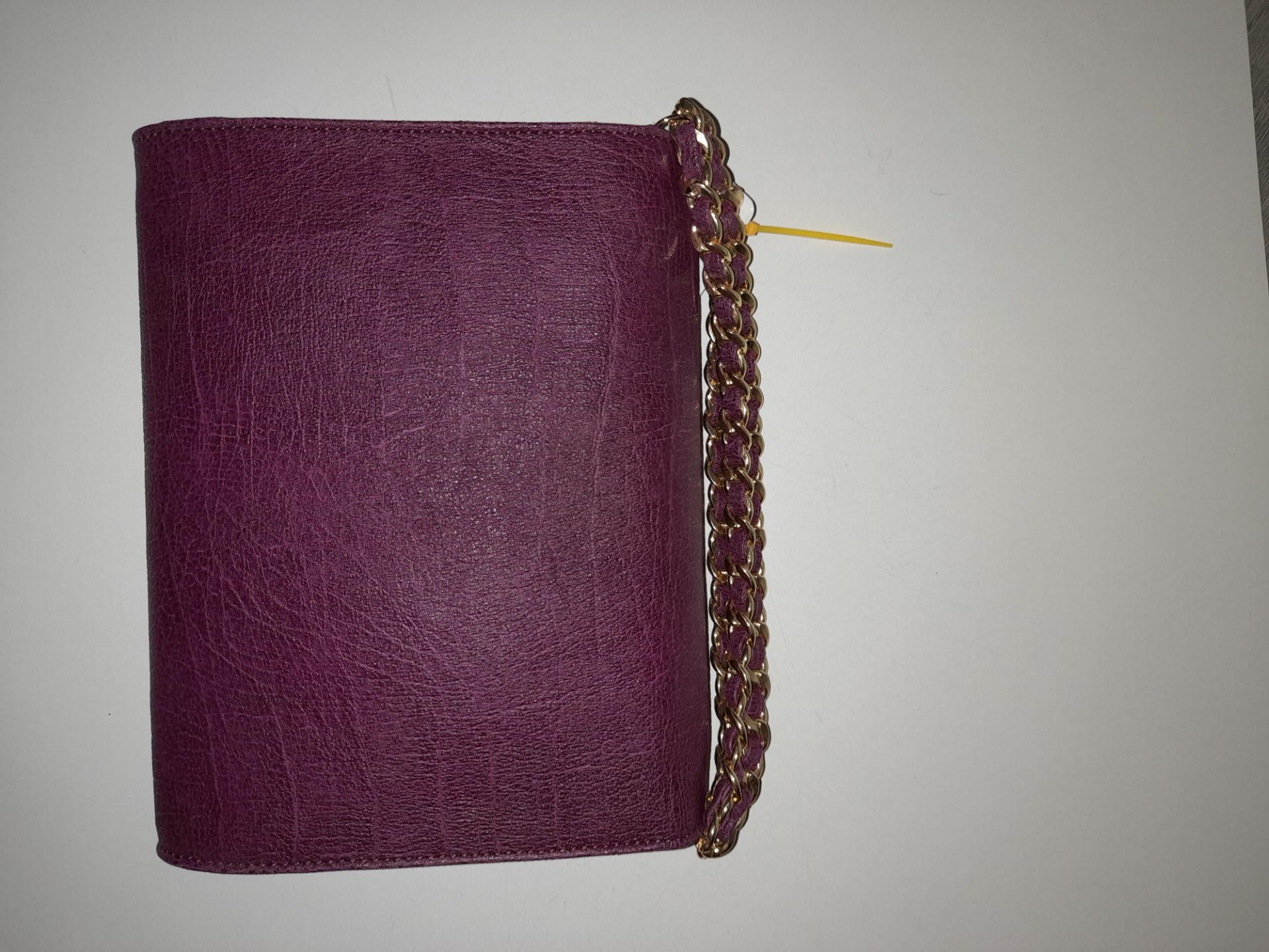 Maviya “Mannie” Purple Vegan Italian Leather Evening Clutch Bag with Grained Finish, Faux Suede - Image 2 of 3