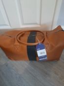 Maviya “Weekender” Tan Vegan Italian Leather Holdall with smooth soft finish and Faux suede lining