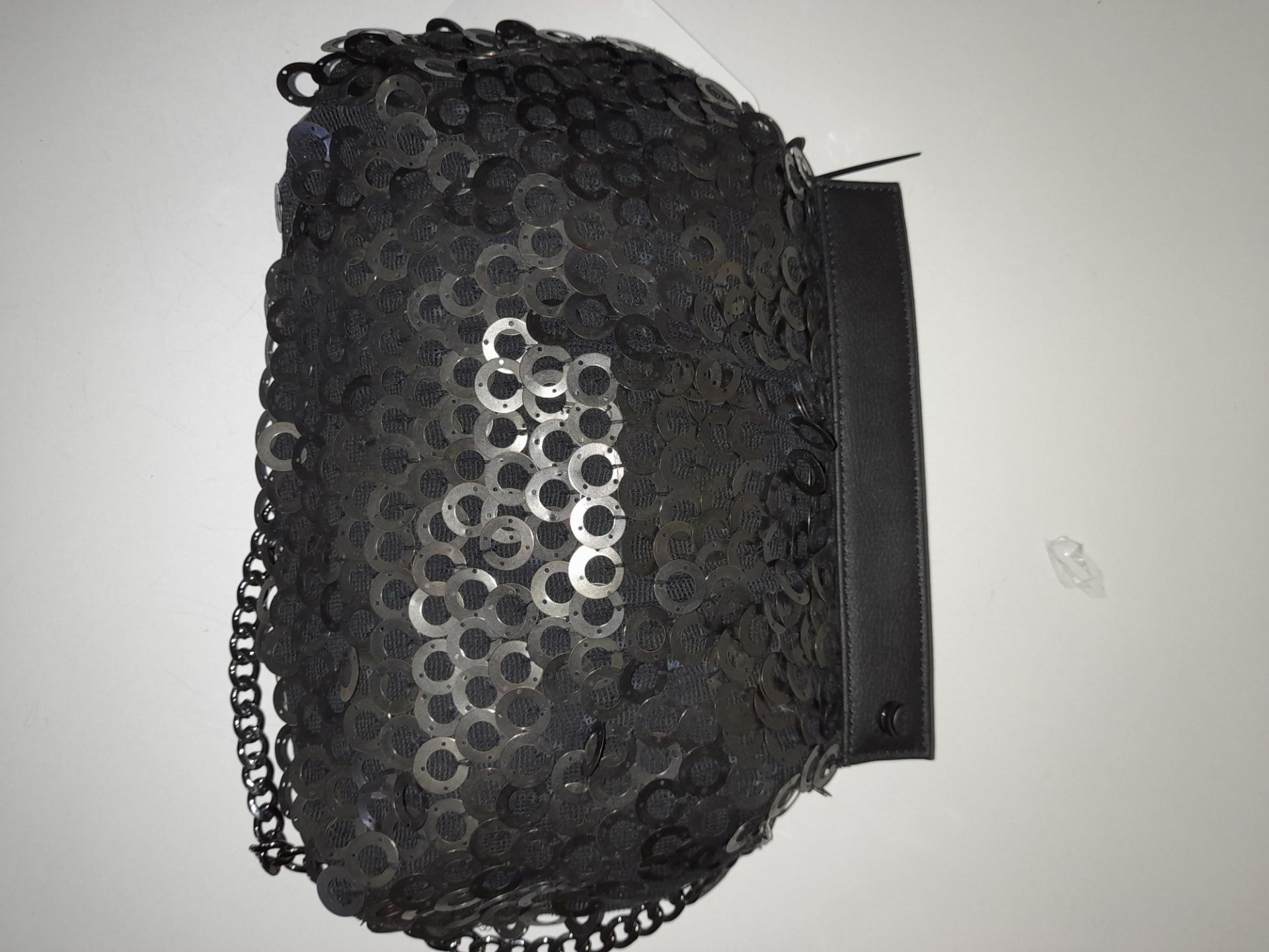 Maviya “Saturn” Evening Bag with Metal Chain Effect and Mesh Fabric, Vegan Italian Leather - Image 2 of 3