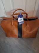 Maviya “Weekender” Tan Vegan Italian Leather Holdall with smooth soft finish and Faux suede lining