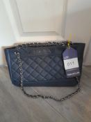 Maviya “Chicie” Blue Vegan Italian Leather Shoulder Bag with smooth finish and quilted effect,