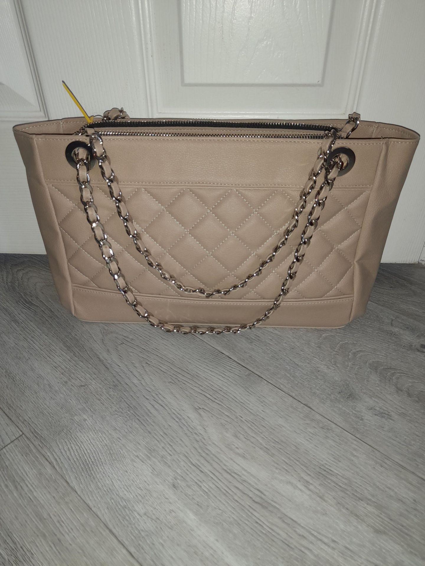 Maviya “Chicie” Cream Vegan Italian Leather Shoulder Bag with smooth finish and quilted effect, faux - Image 2 of 4