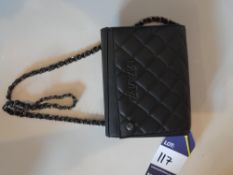 Maviya “Gria” Black Vegan Italian Leather Small Quilted Bag with Smooth Finish, Faux Suede Lining