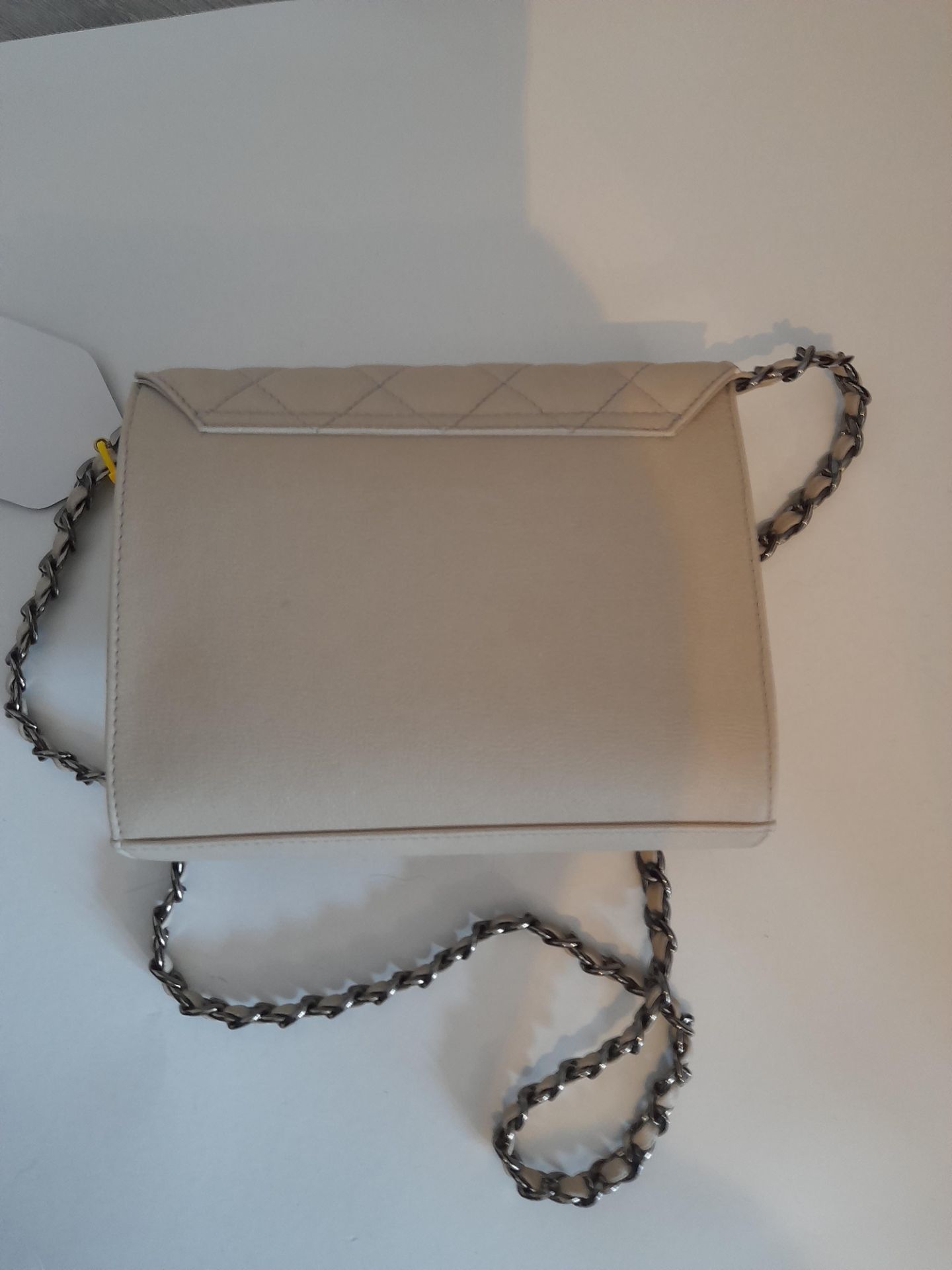 Maviya “Gria” Cream Vegan Italian Leather Small Quilted Bag with Smooth Finish, Faux Suede Lining - Image 2 of 3