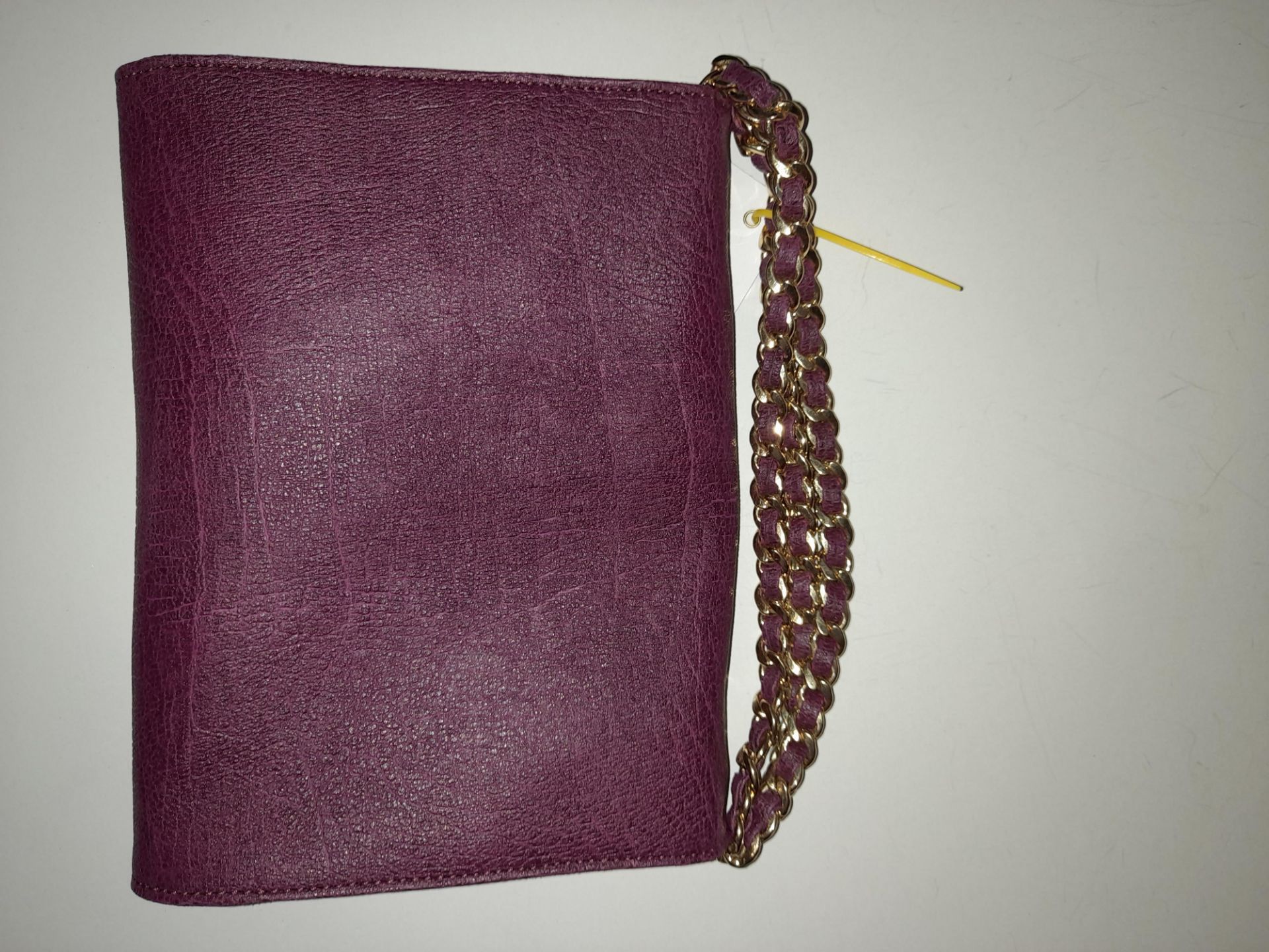 Maviya “Mannie” Purple Vegan Italian Leather Evening Clutch Bag with Grained Finish, Faux Suede - Image 2 of 3