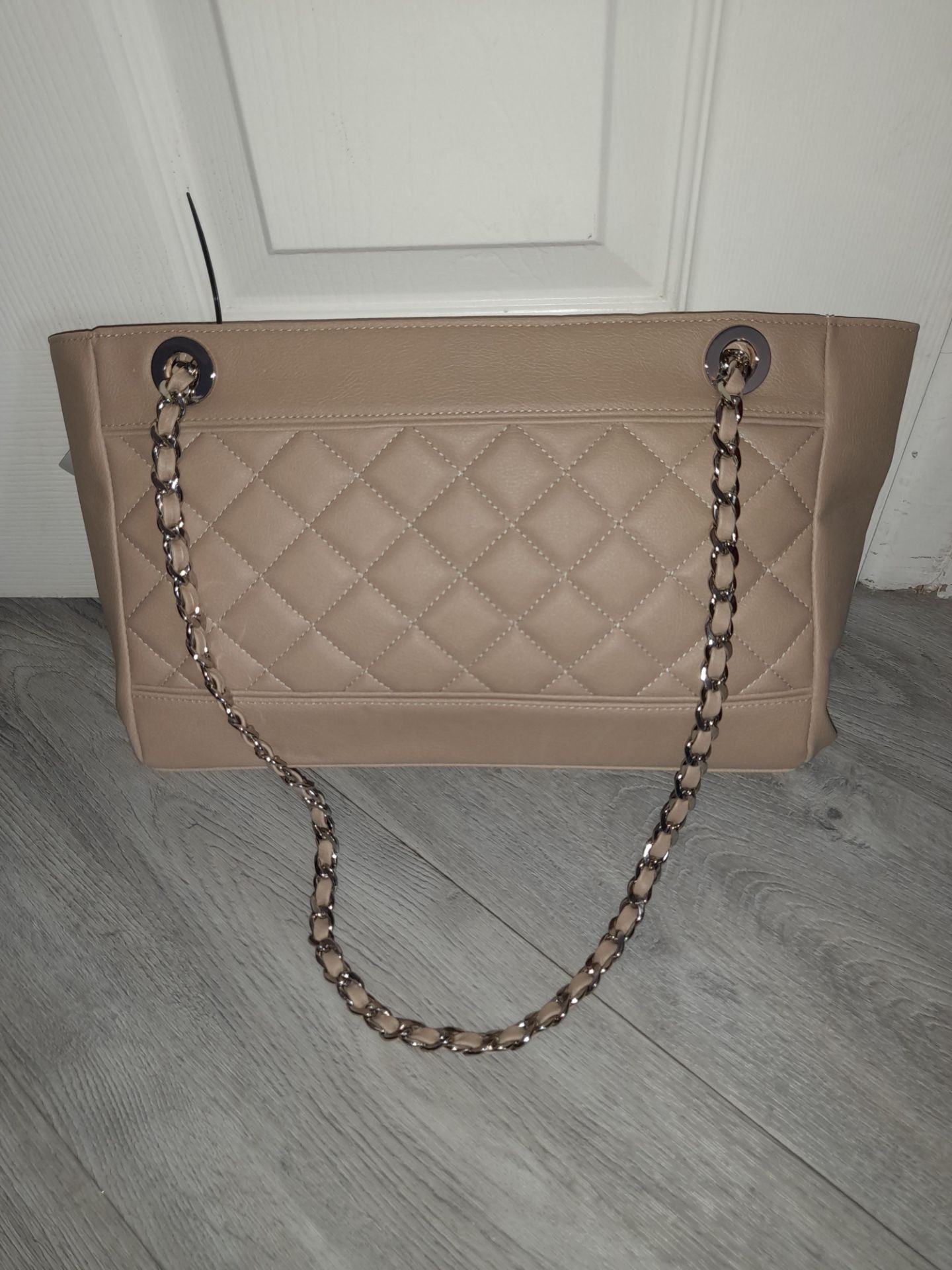 Maviya “Chicie” Cream Vegan Italian Leather Shoulder Bag with smooth finish and quilted effect, faux - Image 2 of 4