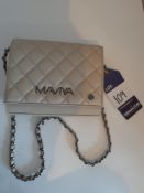 Maviya “Gria” Cream Vegan Italian Leather Small Quilted Bag with Smooth Finish, Faux Suede Lining