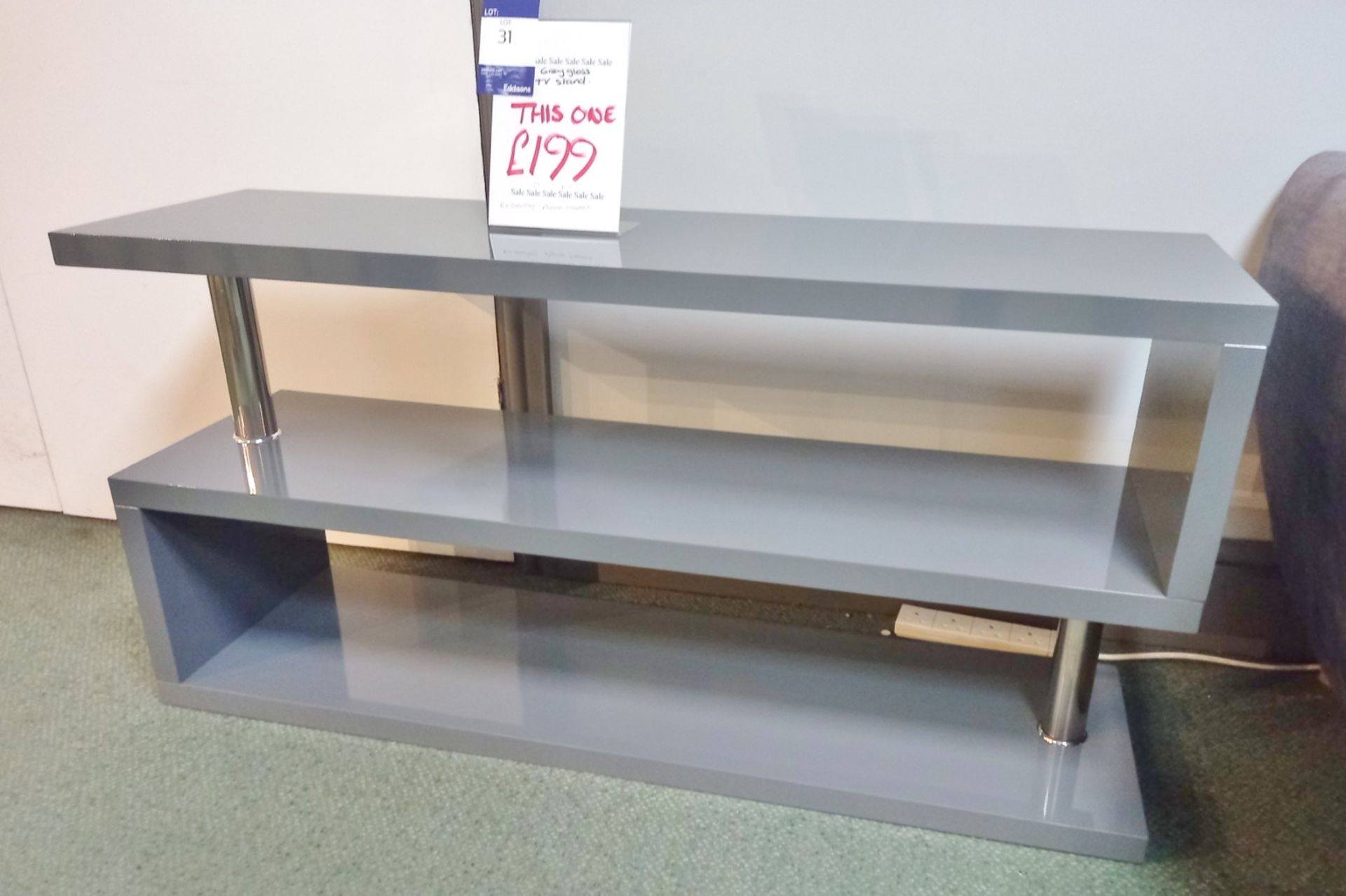 Grey Gloss TV Stand (1200 x 350mm) Rrp. £199 - Image 2 of 4