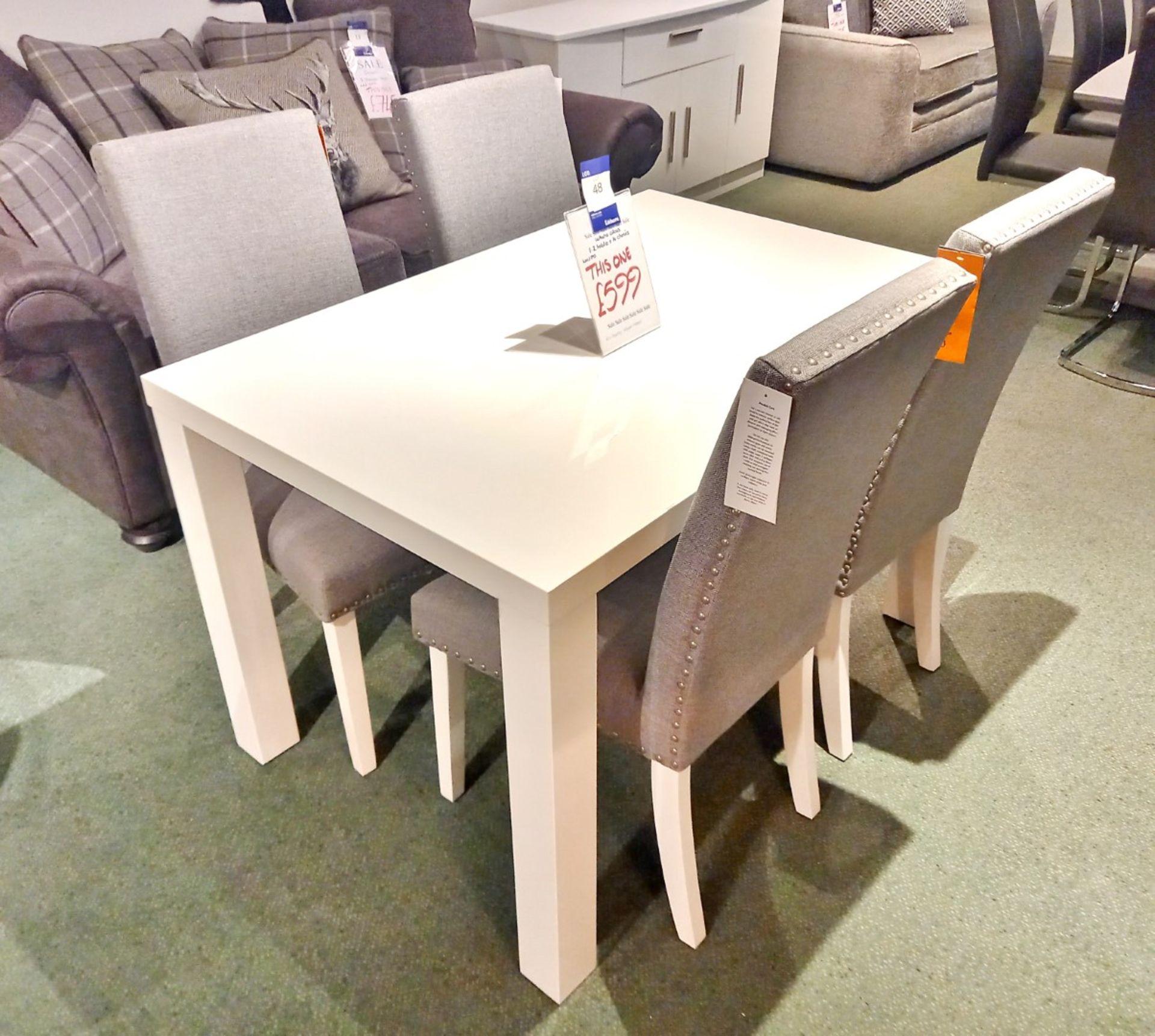 White Gloss 1.2m Table & 4 Chairs (1200 x 800) Rrp. £599