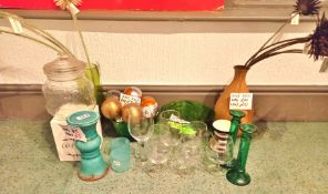 Quantity of Various Household Ornaments/Décor to include Wine Glasses, Display Boards, Vases