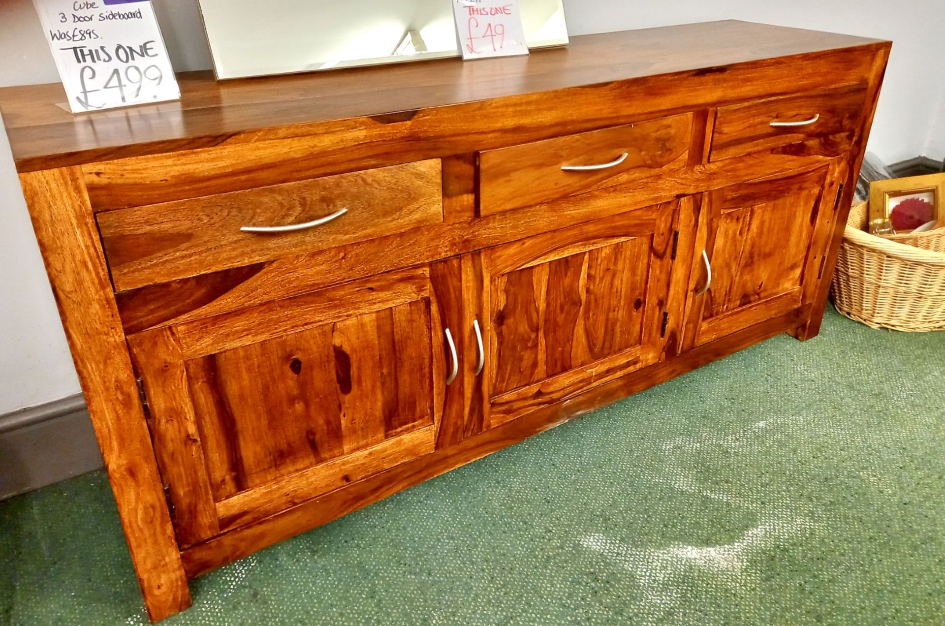 Cube 3-Door Sideboard (1700 x 450) with Mirror Rrp. £499