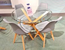 Glass Round Table & 4 Chairs (1060 x 1060) Rrp. £595