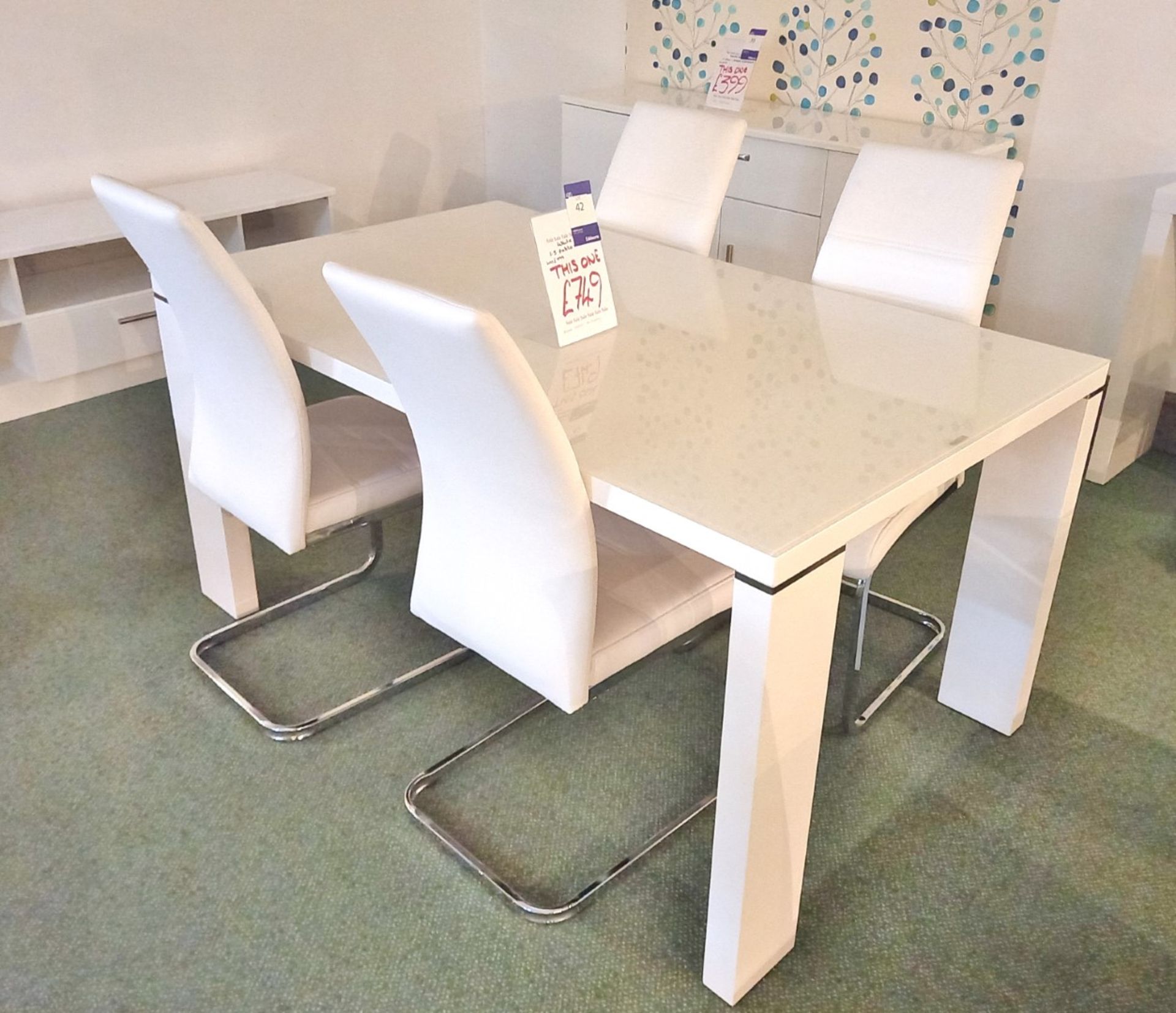 White Table & 4 Chairs (1500 x 900) Rrp. £749