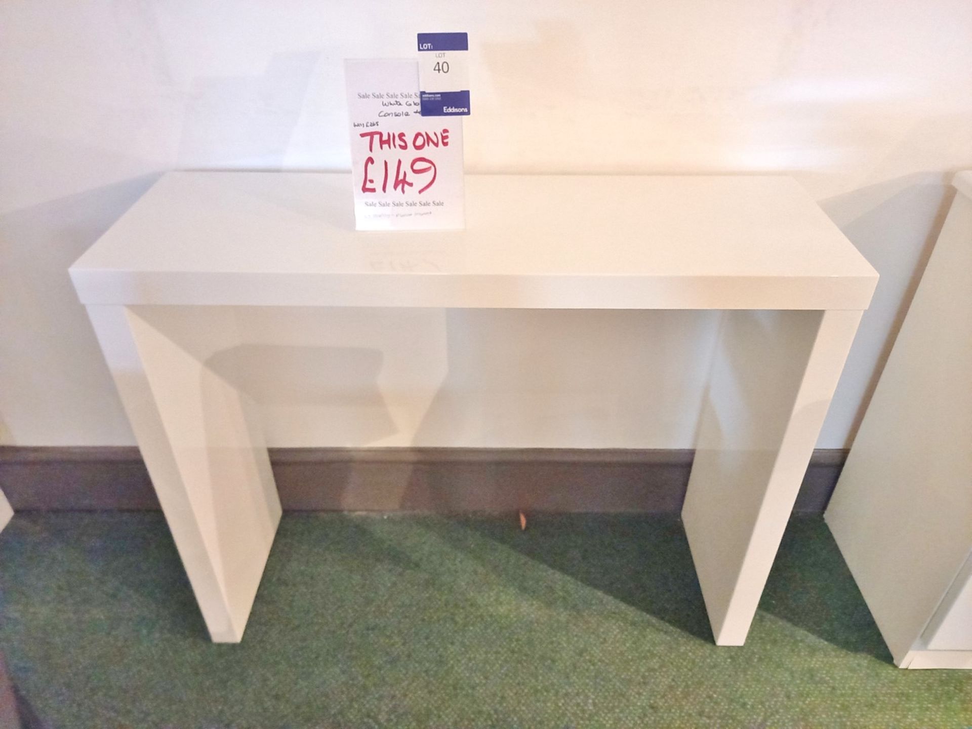 White Gloss Console Table with Chair (1000 x 300) Rrp. £149 - Image 3 of 4
