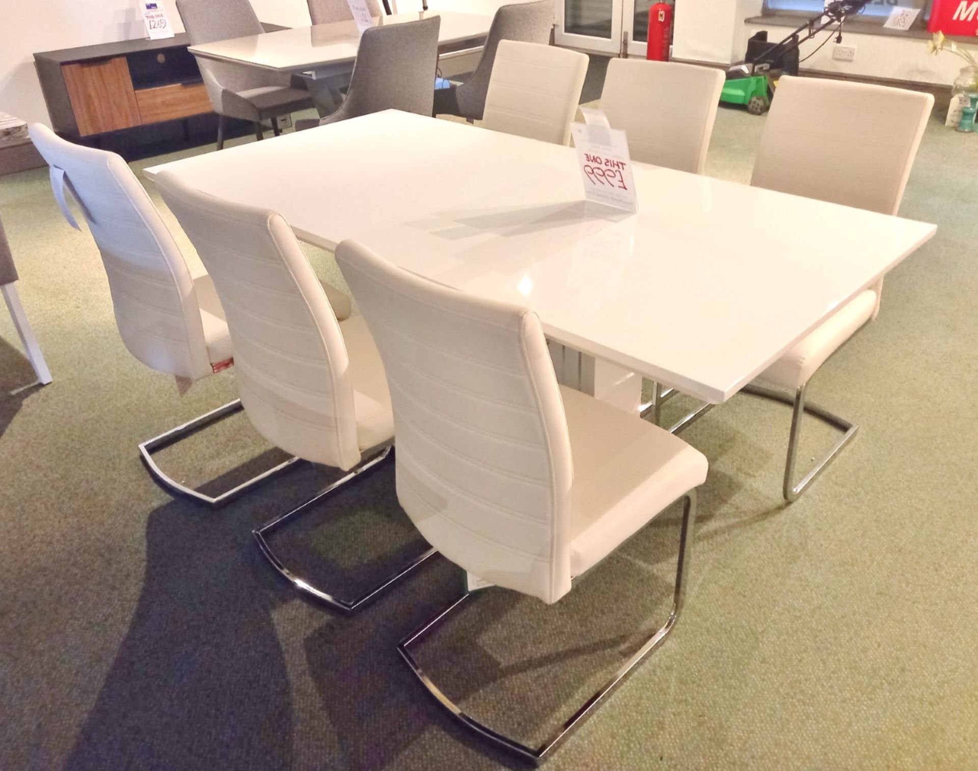 White Gloss Table & 6 Chairs (1800 x 900) Rrp. £999 - Image 3 of 7