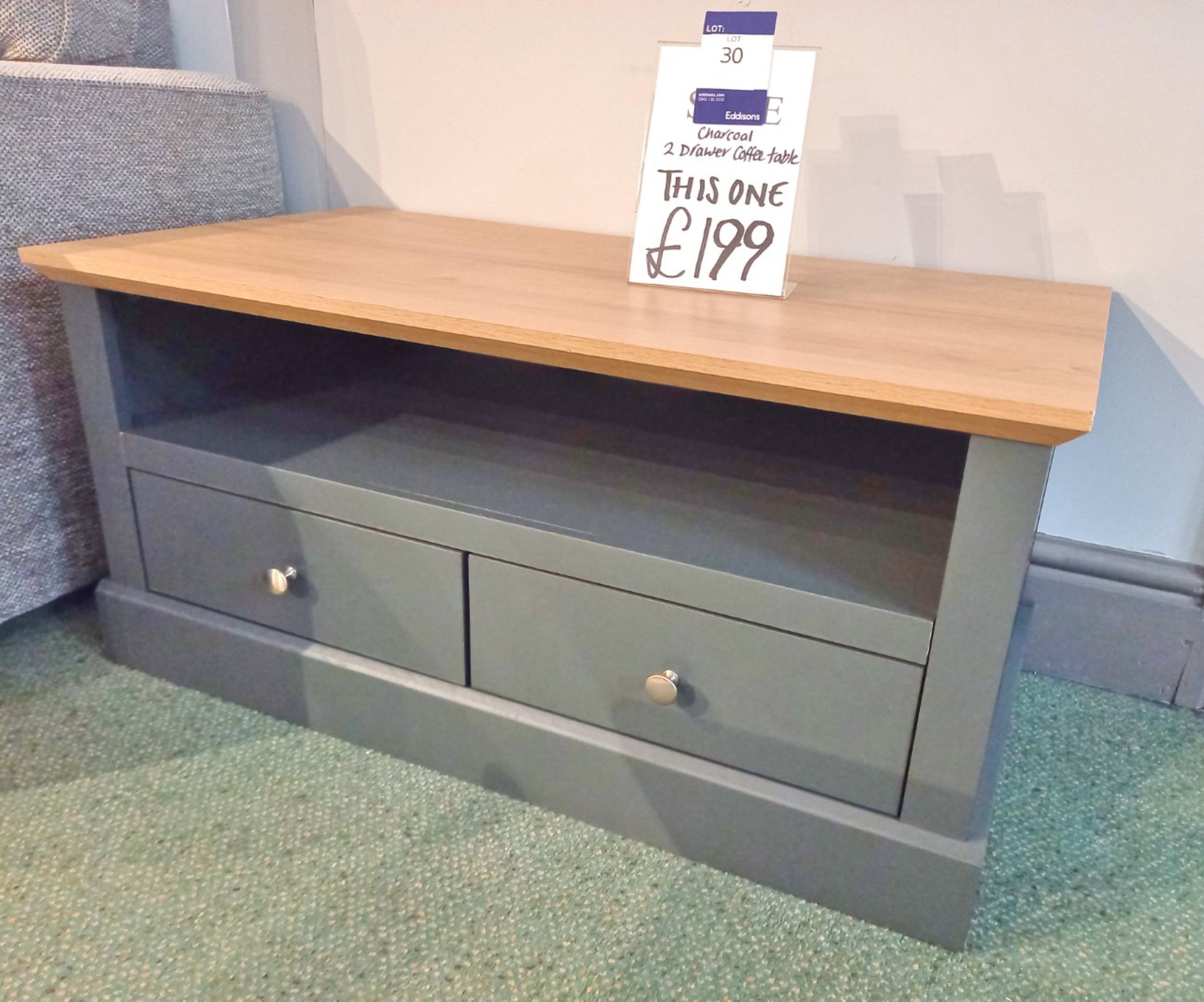 Charcoal 2-Drawer Coffee Table (950 x 500mm) Rrp. £199 - Image 2 of 4