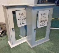 2 x Wall Cabinets Rrp. £98, Wall Mounted Glass Mirror with Grey Frame Rrp. £79