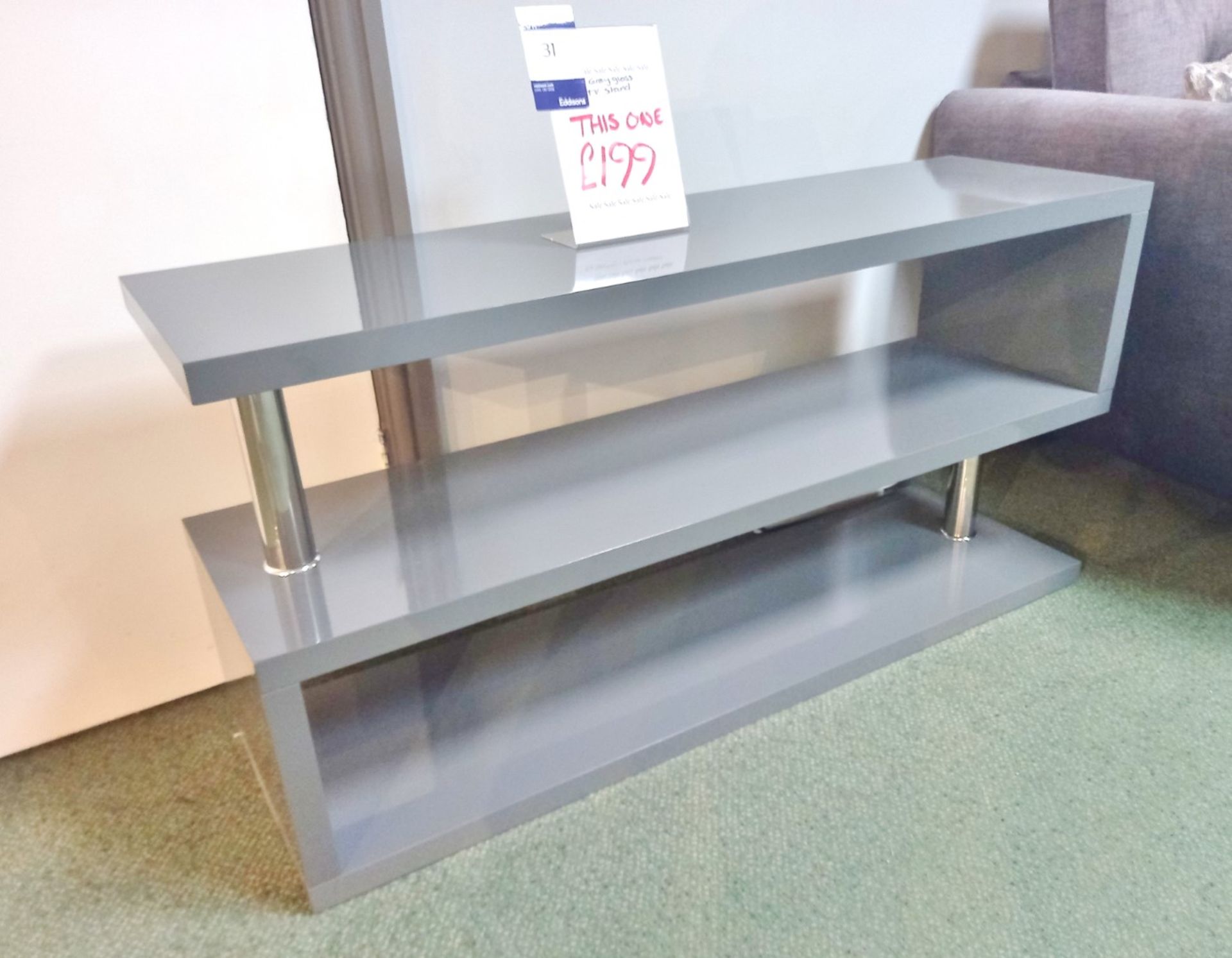 Grey Gloss TV Stand (1200 x 350mm) Rrp. £199