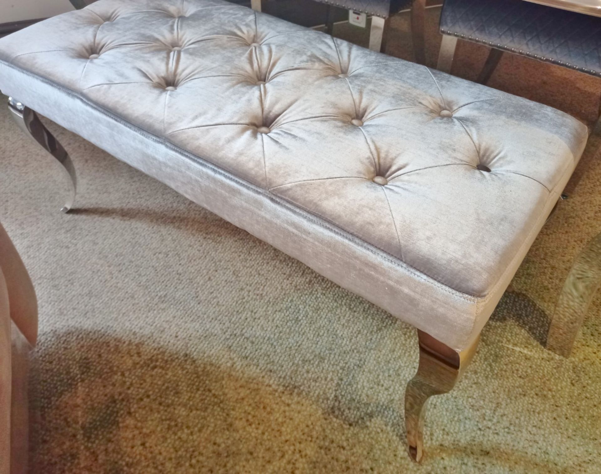 Marble Table, 2 x Velvet Chairs and Velvet Bench Rrp. £875 (1500 x 900) - Image 8 of 8