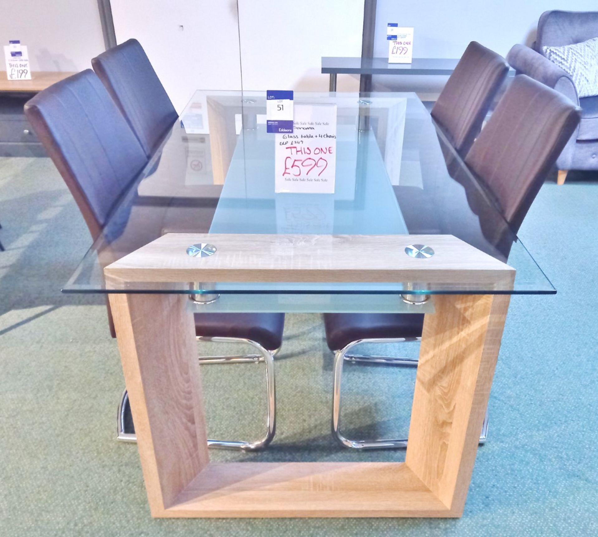 Sonoma Glass Table & 4 Chairs (1500 x 900) Rrp. £599 - Image 4 of 5