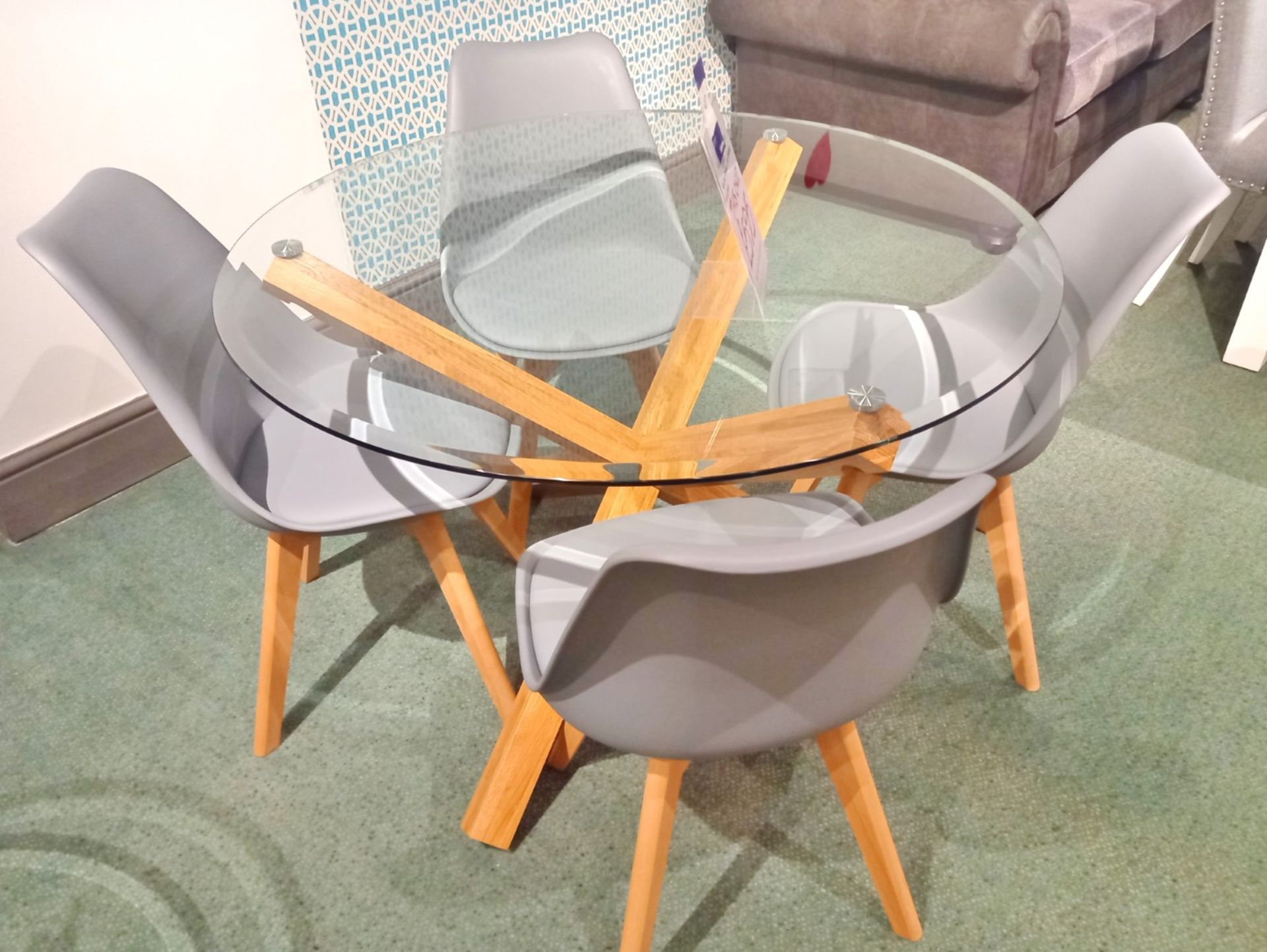 Glass Round Table & 4 Chairs (1060 x 1060) Rrp. £595 - Image 2 of 4