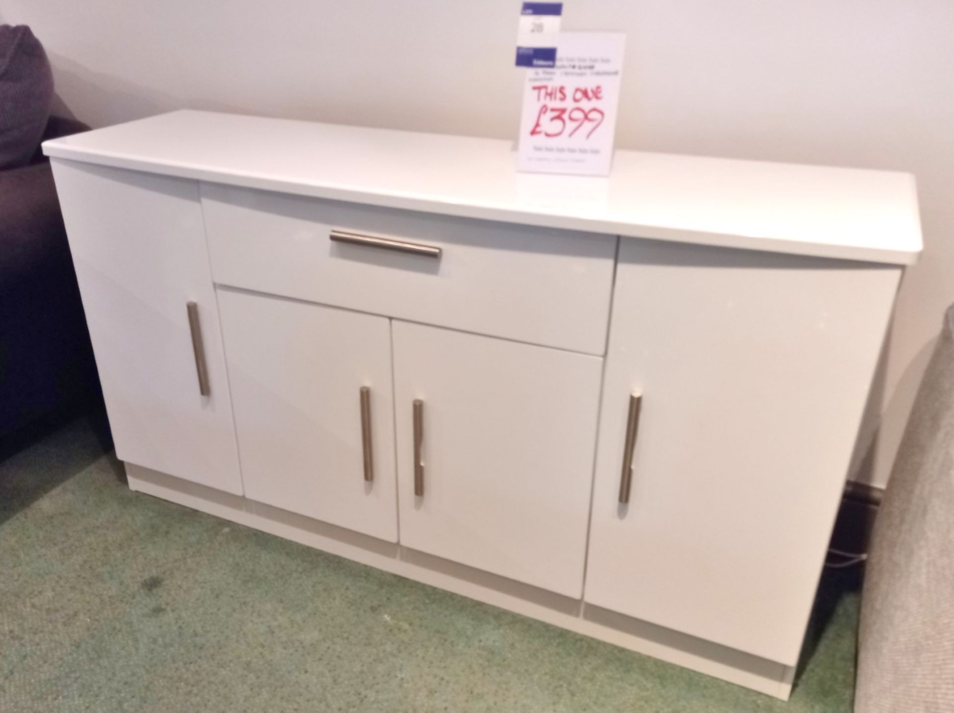 White Gloss 4-Door, 1-Drawer Cabinet (1.47m wide) Rrp. £399 - Image 2 of 5