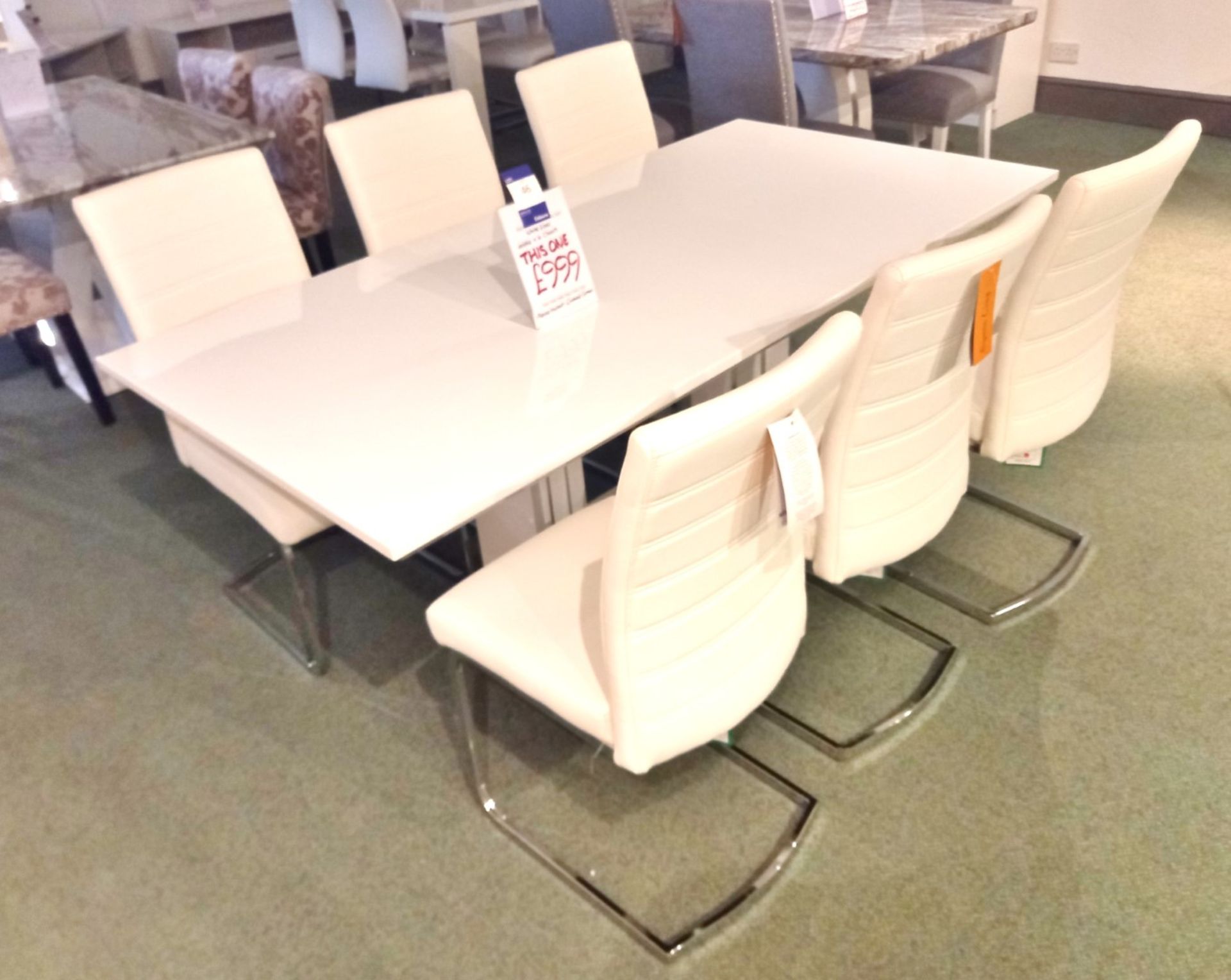 White Gloss Table & 6 Chairs (1800 x 900) Rrp. £999