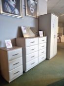 Wessex 3 Piece Range to include Double Wardrobe (800 x 1850 x 560) Rrp. £425, 4 Drawer Twin Chest (
