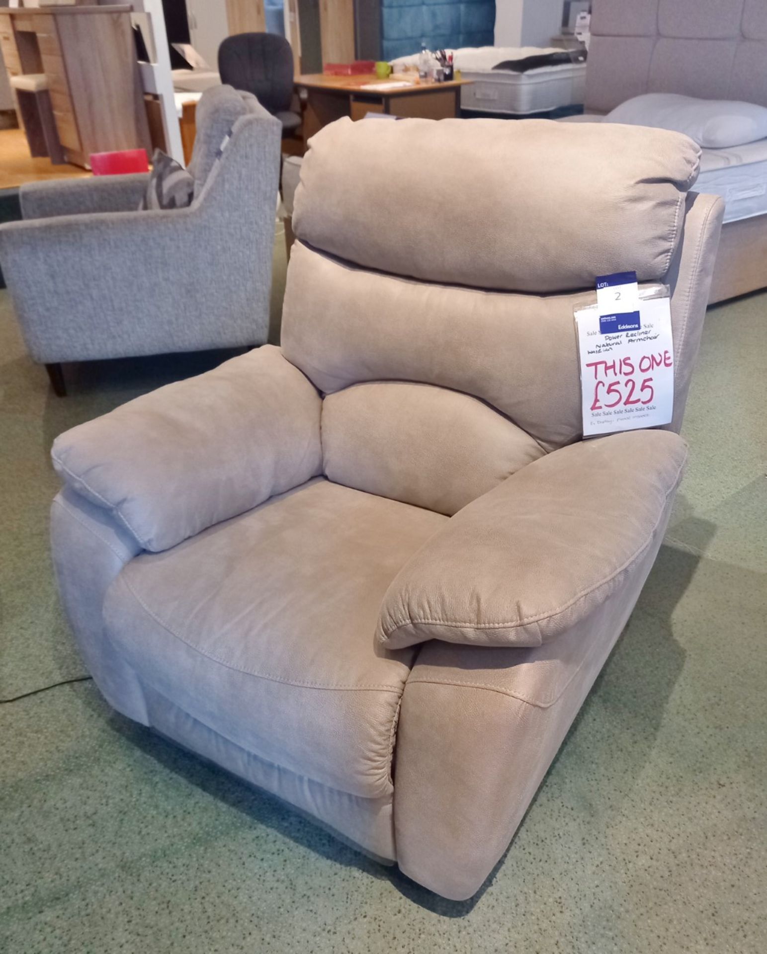 Power Recliner Natural Armchair Rrp. £525