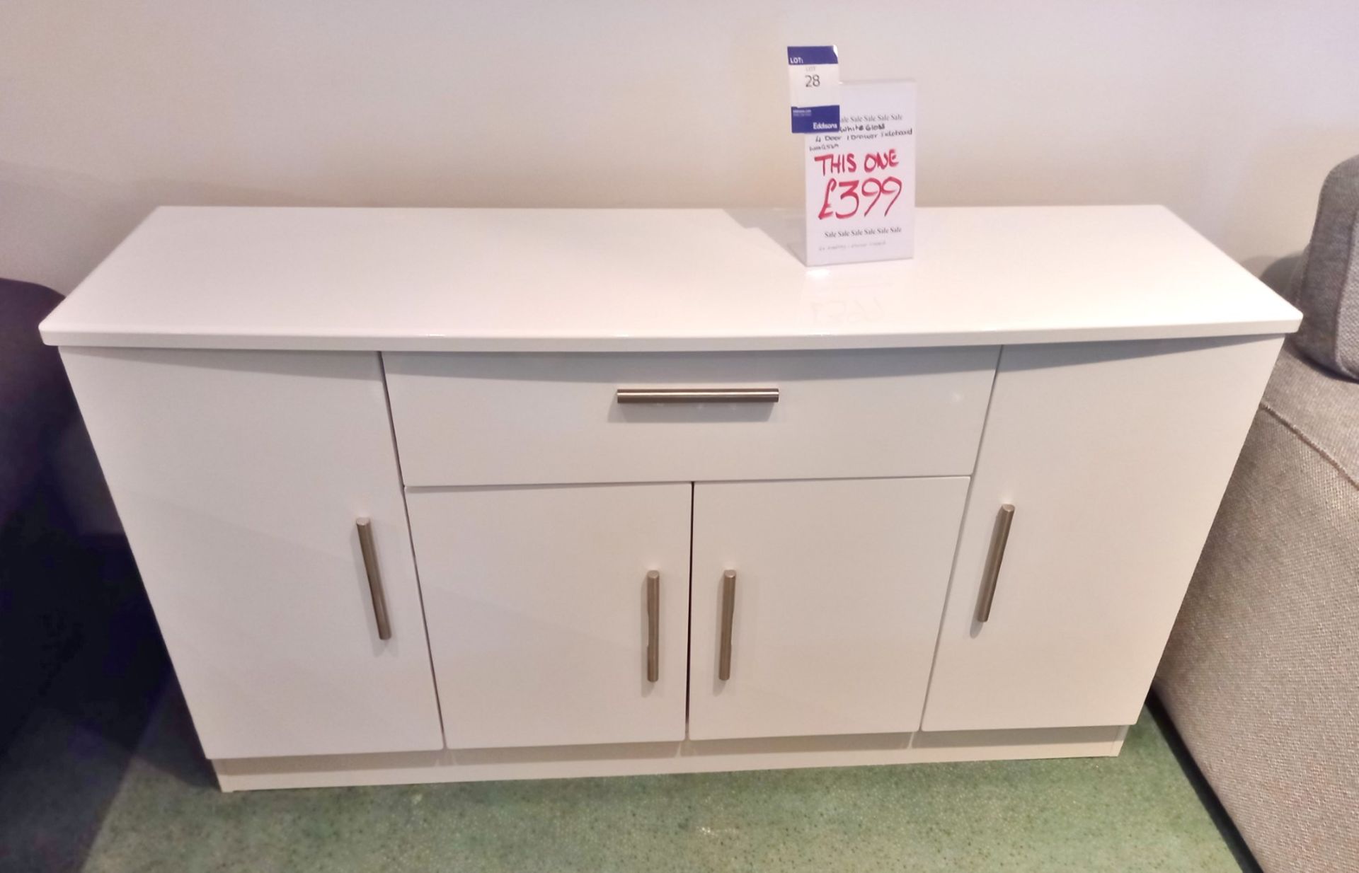 White Gloss 4-Door, 1-Drawer Cabinet (1.47m wide) Rrp. £399 - Image 5 of 5