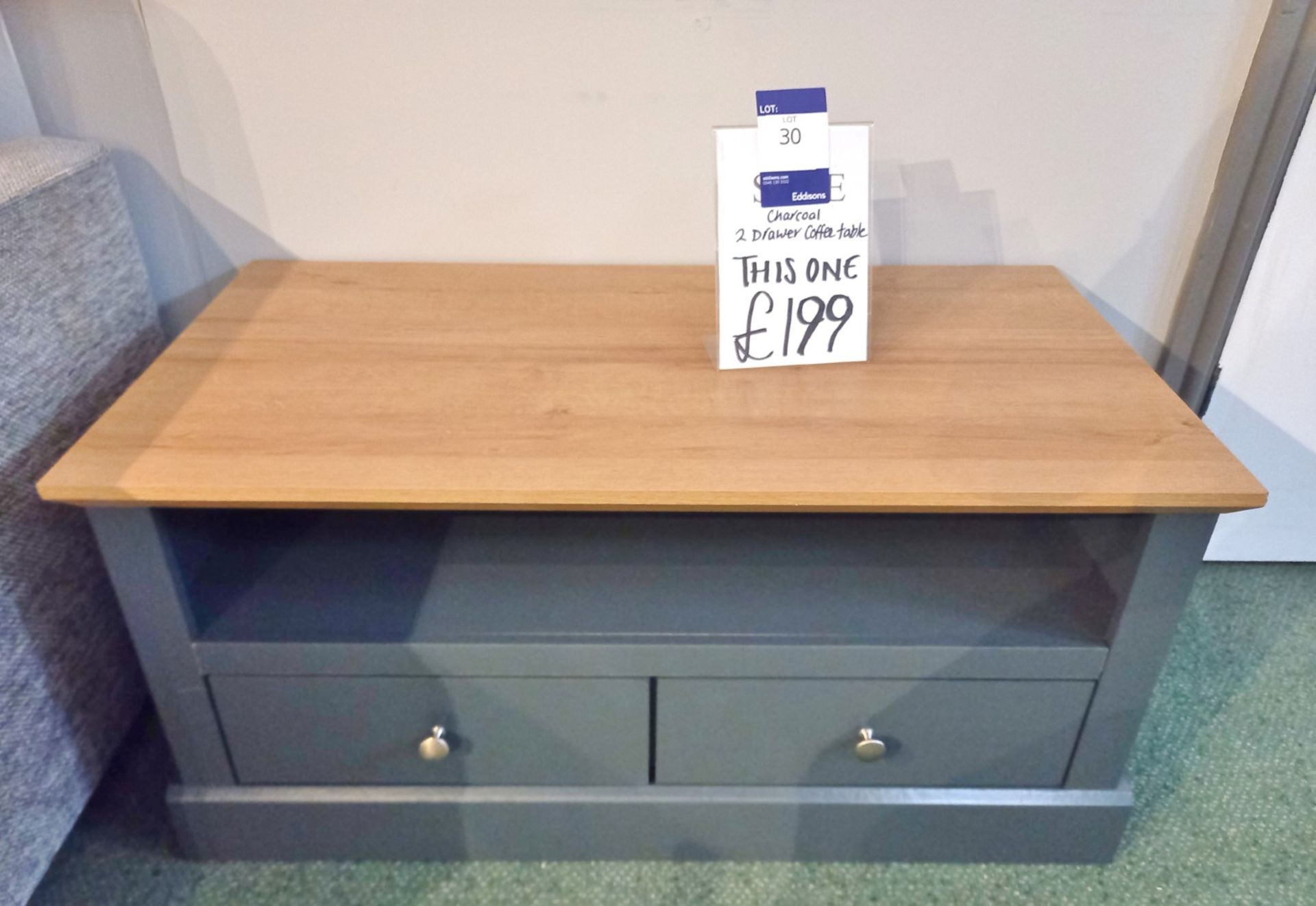 Charcoal 2-Drawer Coffee Table (950 x 500mm) Rrp. £199