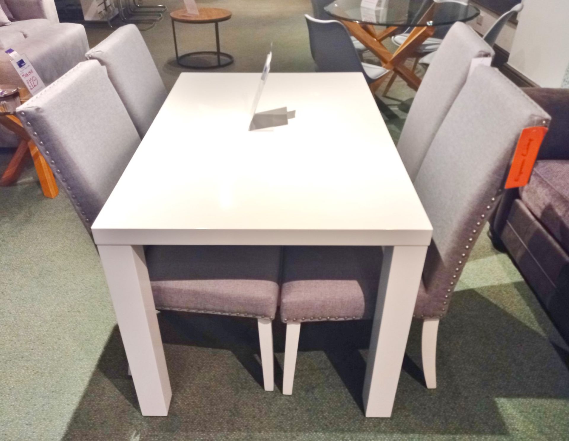 White Gloss 1.2m Table & 4 Chairs (1200 x 800) Rrp. £599 - Image 3 of 5