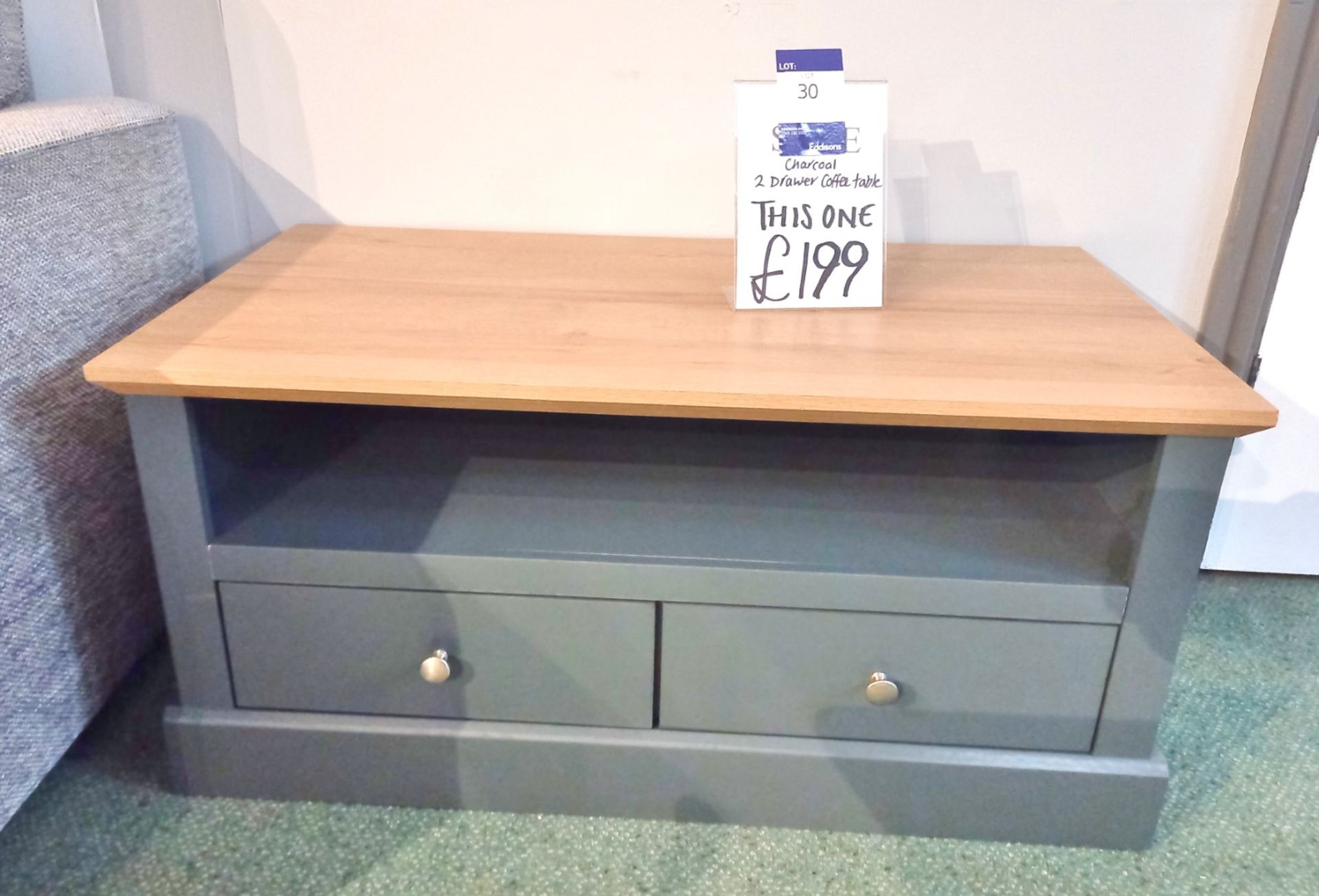 Charcoal 2-Drawer Coffee Table (950 x 500mm) Rrp. £199 - Image 3 of 4