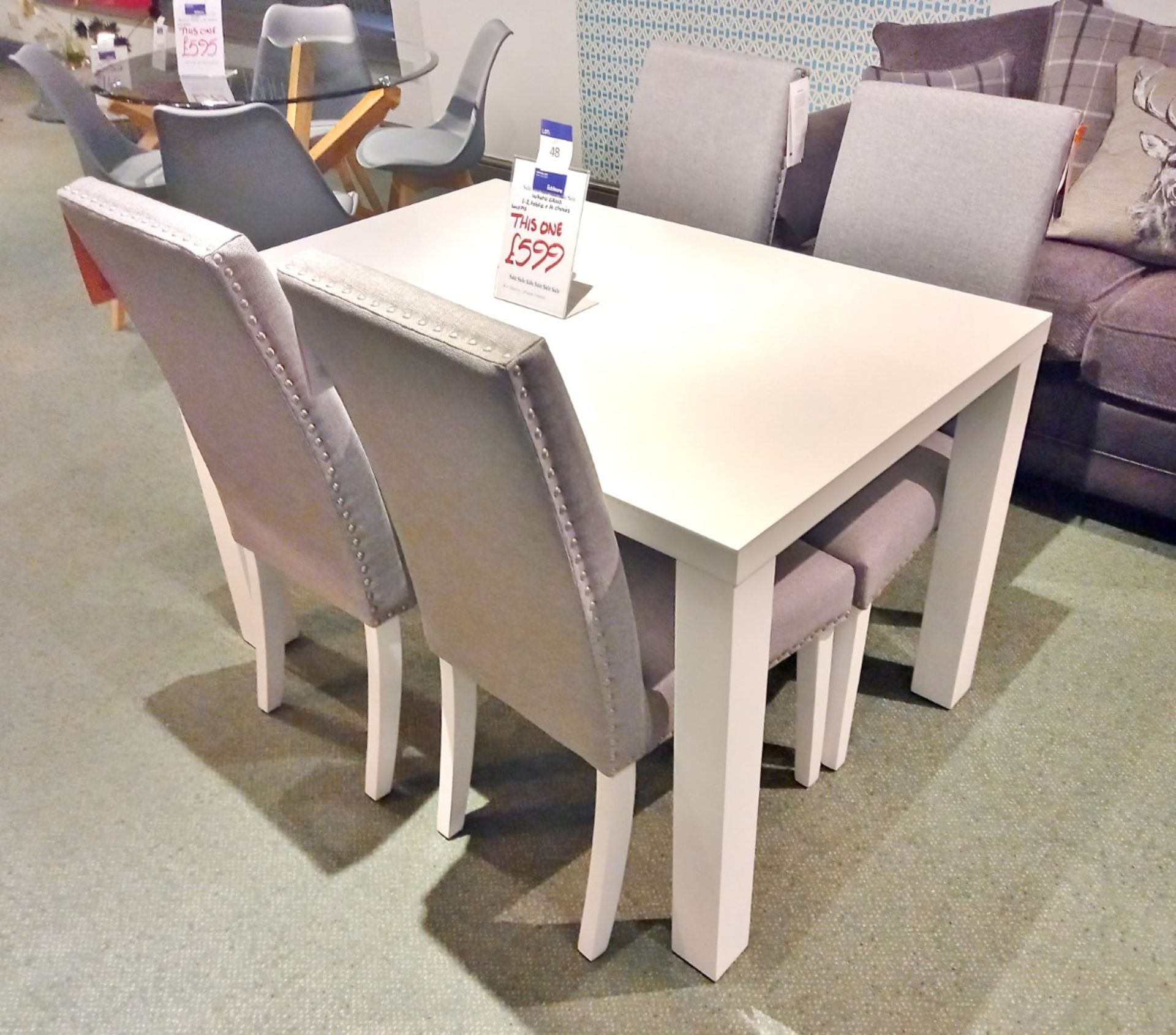 White Gloss 1.2m Table & 4 Chairs (1200 x 800) Rrp. £599 - Image 2 of 5