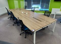 6 Person Desk Cluster comprising of 6 x Desk Spaces 1400 x 800mm, 3 x Clear Desk Mounted