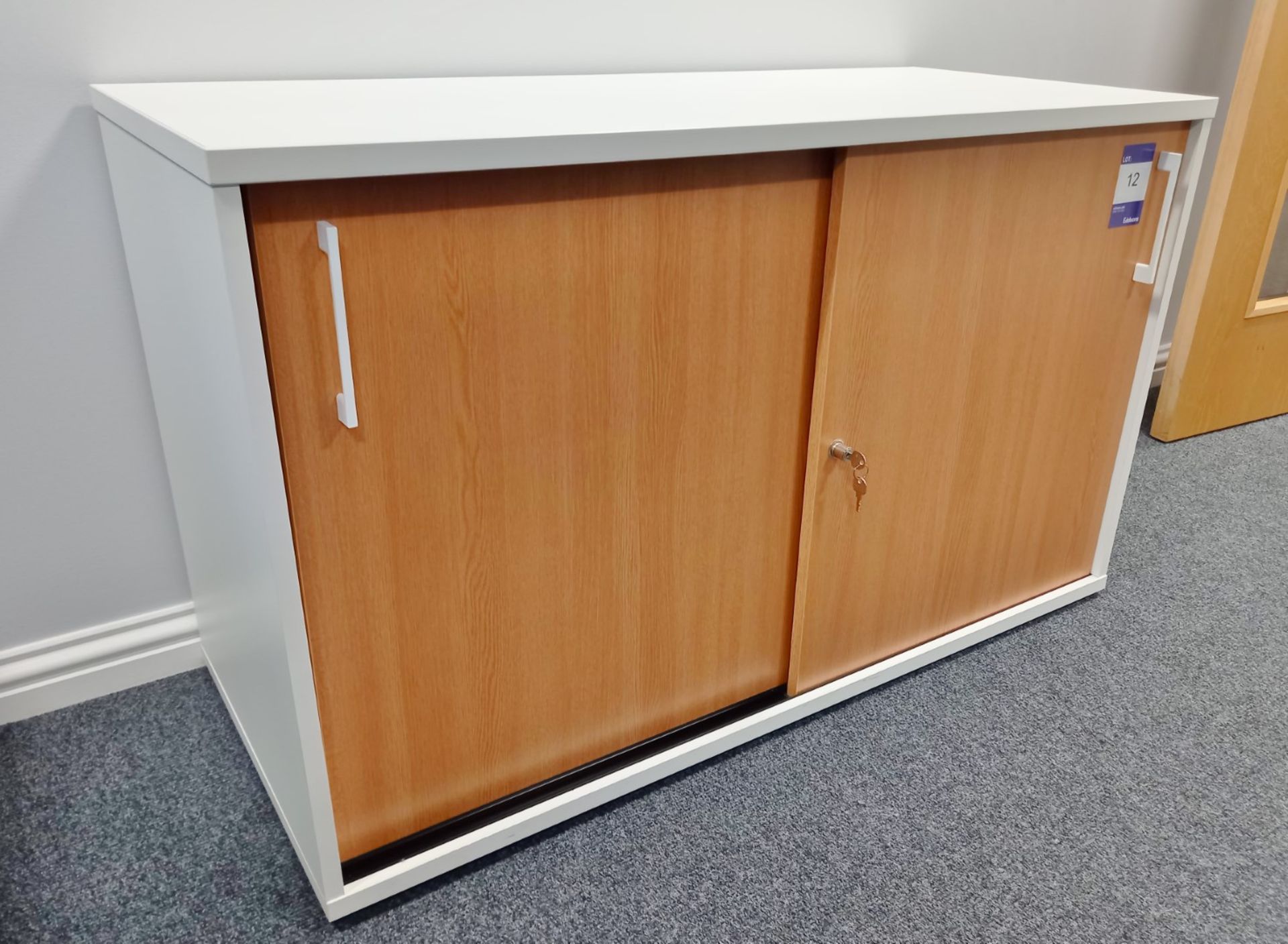 2 Tone Beech Effect Double Door Office Cabinet 720 x 1200 x 520 (contents not included)