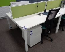 2 Person Desk Cluster comprising of 2 x Desk Spaces 1400 x 700mm, 2 x Desk Mounted Partitions, 2 x