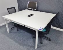 Contemporary 2 Person Desk Cluster 1600 x 1400mm with 3 Drawer Mobile Pedestal, 2 x Mobile Office