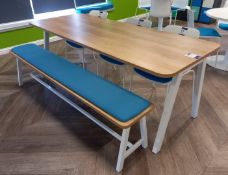 Contemporary Oak Effect Breakout Table 2000 x 800mm with 3 x Breakout Chairs and Bench Seat