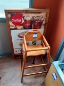 Wooden High Chair, Sandwich Board & Display Rack