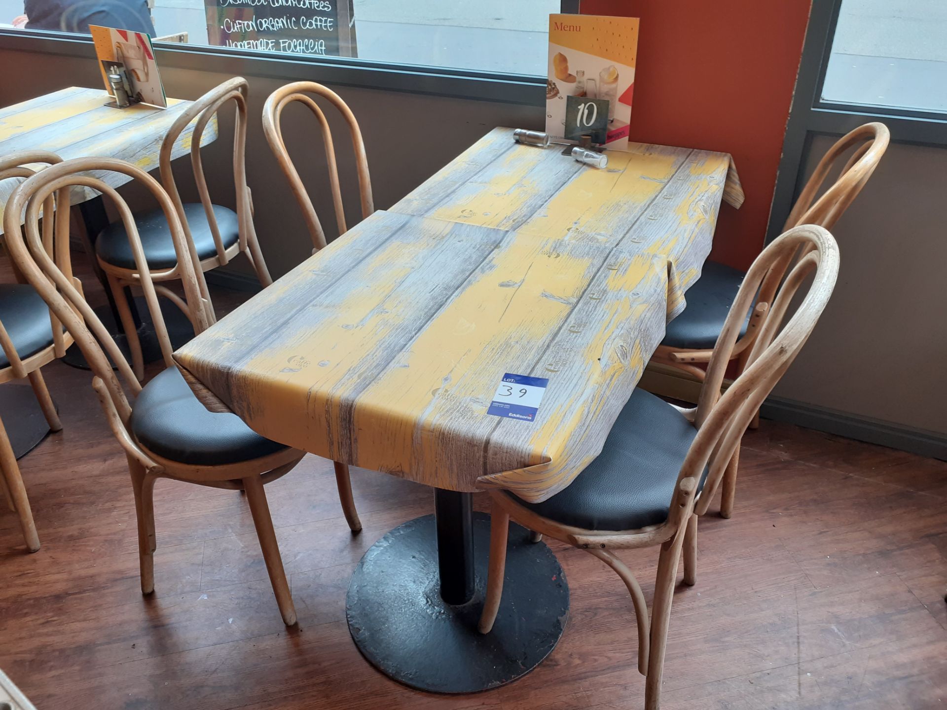 Four Pedestal Restaurant Tables & 8 Bentwood Chairs - Image 2 of 2