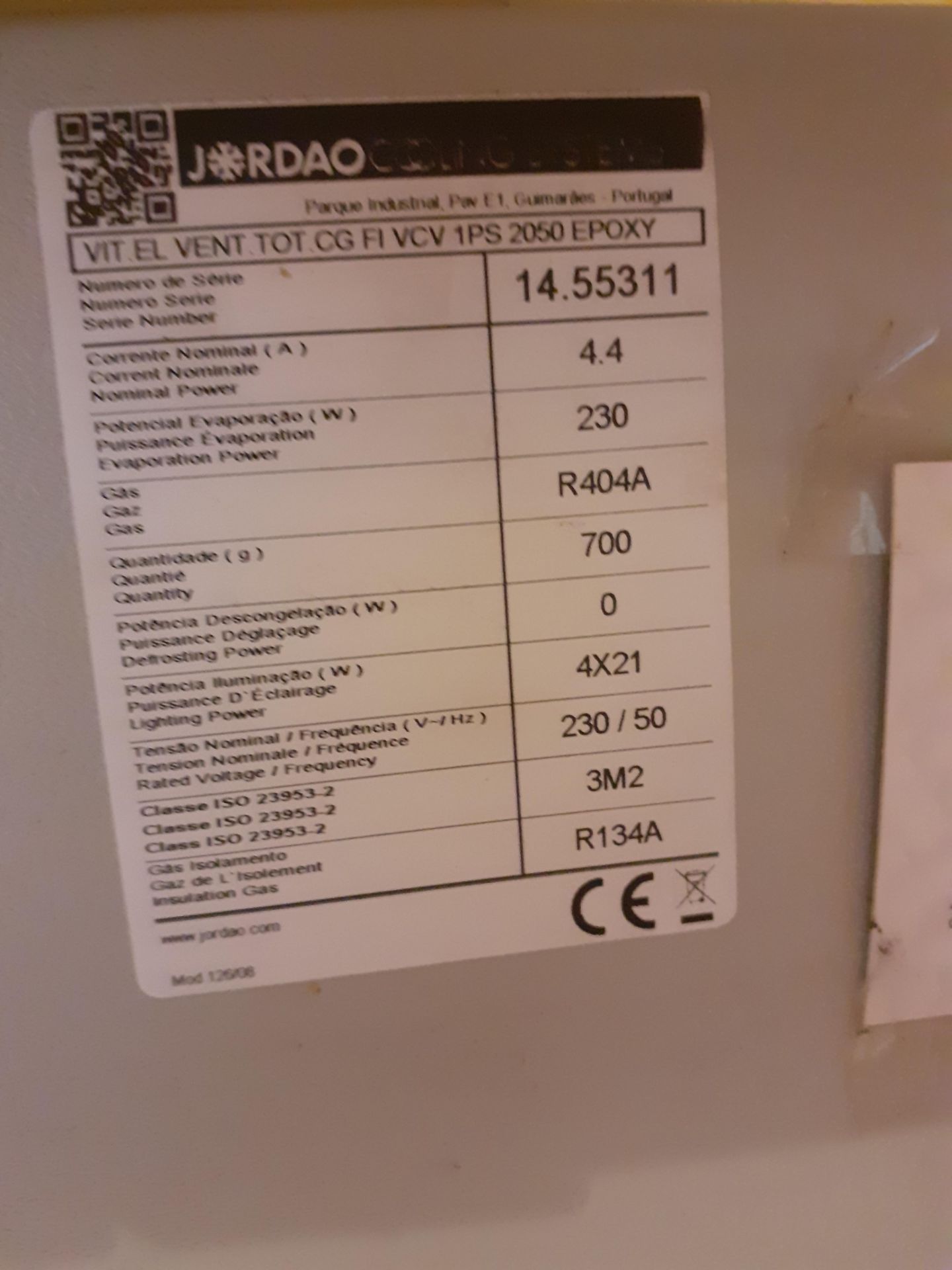 Jordao Vitel Vent Tot CG FI VCV IPS 2050 Epoxy Refrigerated Serve Over Counter Serial Number 14. - Image 6 of 7