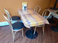 2 Pedestal Restaurant Tables & 4 Bentwood Chairs