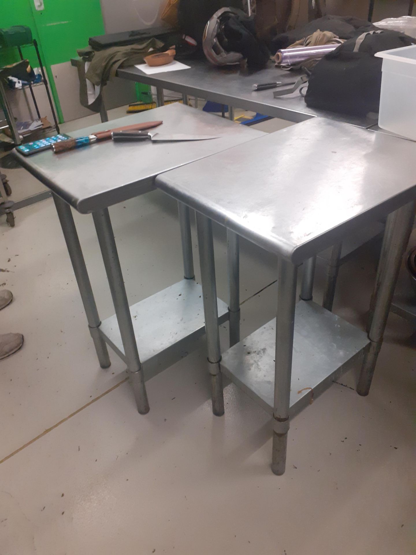 3 Stainless Steel Topped Table Sections 400mm - Image 2 of 2