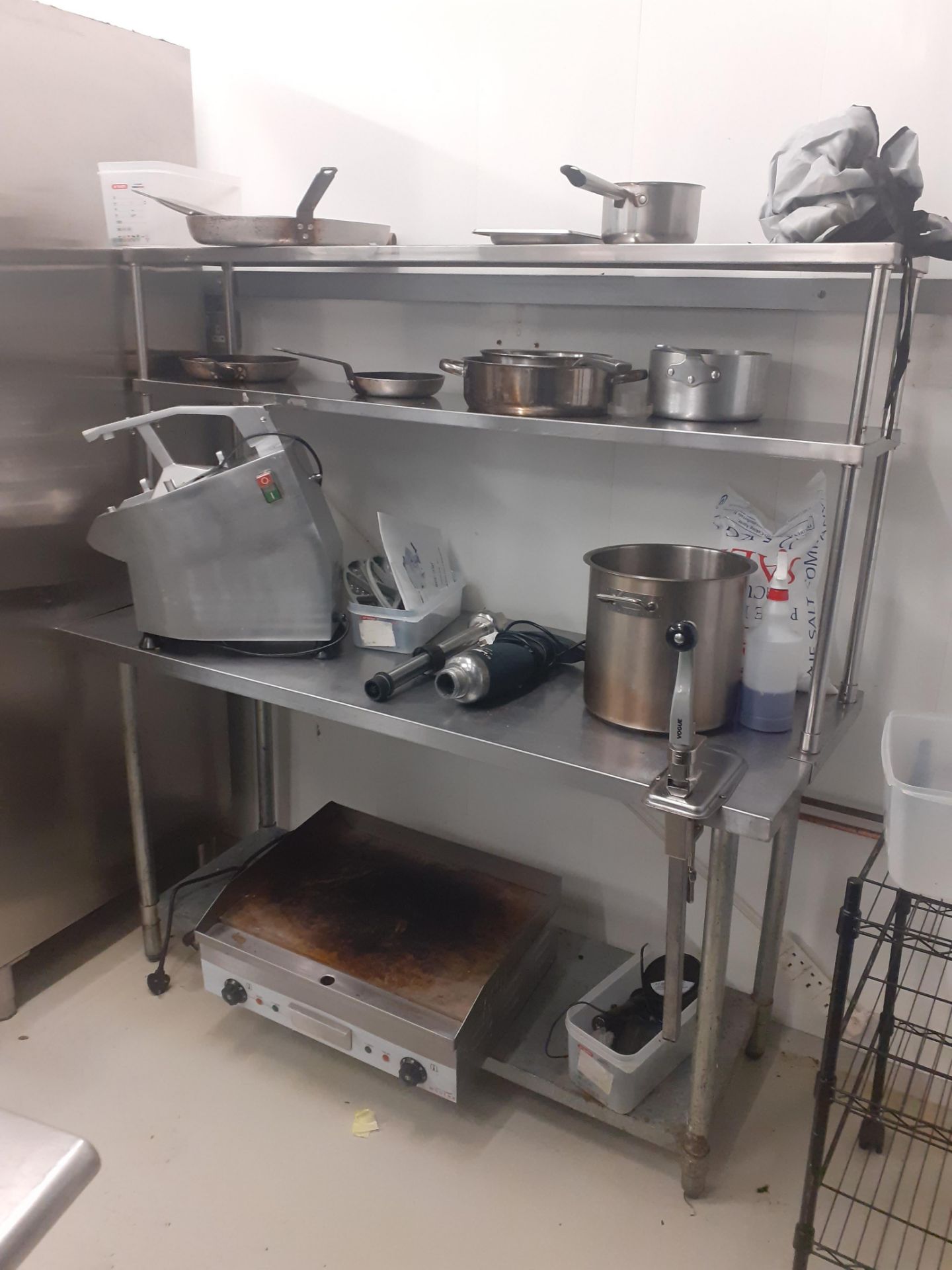 Stainless Steel Topped Food Preparation Table 160mm with 2-Tier Shelf Over & Can Opener - Image 2 of 3