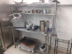 Stainless Steel Topped Food Preparation Table 160mm with 2-Tier Shelf Over & Can Opener