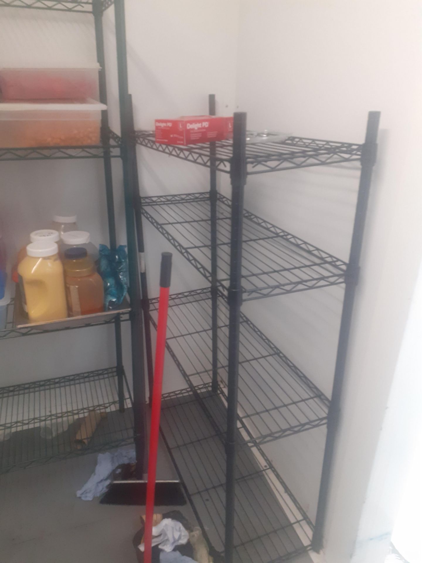 2 Black Wire 4-Tier Shelving Units