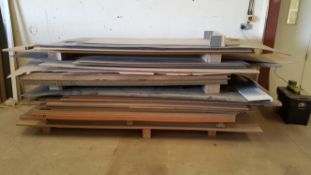 Qty of Assorted Wood - Including Sheets (on rack and stacked against wal)