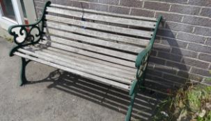 Metal and Slatted Wood Garden Bench