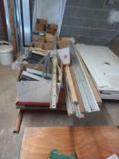 Contents of Stack including Laminated Boards (2120mm x 920mm), Hinges, Handles, Post Boxes etc